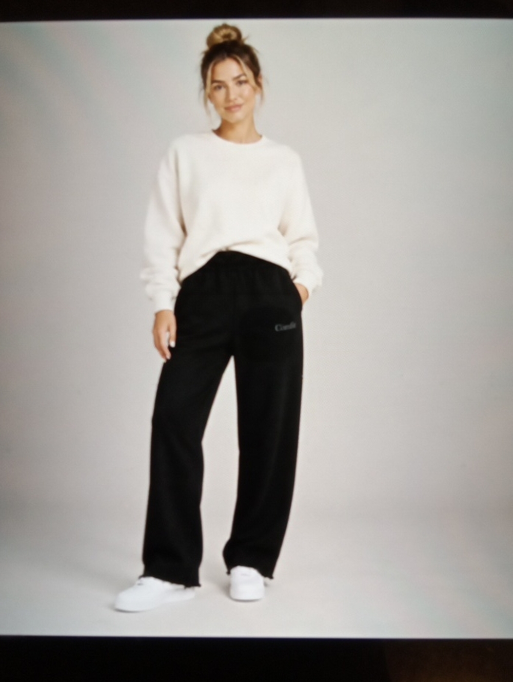 Comfrt Black Womens Sweatpants Elastic Waistband Lounging Relaxed Size S